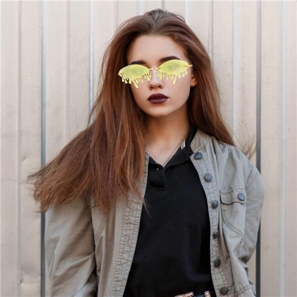 5 Pairs Drippy Shape Sunglasses Rimless with glasses bags main image 6